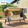 Outsunny Hollywoodschaukel mit Seitenwänden, mit Sonnendach, 3-Sitzer, Relaxfunktionen, Gartenschaukel, 1 tlg, Schaukel, für Garten, Balkon, Beige Bild 2