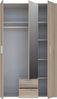Forte Nano Kleiderschrank 120, Drehtürenschrank mit 2 Schubladen, Einlegeböden und Spiegel, Holzwerkstoff, Sonoma Eiche Dekor, 121 cm breit, 200,1 cm hoch, 54 cm tief Bild 5
