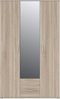 Forte Nano Kleiderschrank 120, Drehtürenschrank mit 2 Schubladen, Einlegeböden und Spiegel, Holzwerkstoff, Sonoma Eiche Dekor, 121 cm breit, 200,1 cm hoch, 54 cm tief Bild 3