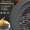 KESSER® Feuerschale mit Grillrost Ø65cm Feuerkorb 0,6mm Kaltveredelter Stahl | mobile Feuertonne mit Reifen | Holz & Kohle Feuerstelle inkl. 60cm Feuerhaken aus Gusseisen, Ø52cm, Bürste & Cover Schwarz Bild 2