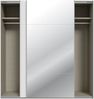 Forte SOPHISTISPACE Kleiderschrank 200, moderner Schwebetürenschrank, 2-türig, Einlegeböden, Kleiderstange, Spiegel, Holzwerkstoff, Weiß/Weiß Glanz, 200,1 cm breit x 210,5 cm hoch x 62,9 cm tief Bild 5