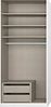 Rauch Möbel Alabama Drehtürenschrank Schrank Kleiderschrank Weiss / Grau mit Spiegel, 2-türig, Inklusive Zubehörpaket Premium, 1 Kleiderstange, 2 Einlegeböden, 2 Schubkästen, BxHxT 91 x 229 x 54 cm Bild 3