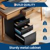 GarveeHome Büro Aktenschränke mit Rollen, Mobiler Aktenschrank mit 3 Schubladen, Metallschrank Abschließbar Unterschrank Schubladenschrank für Zuhause und Büro Legal Letter A4 Aufbewahrung,37 x 44 x 60 cm Bild 4