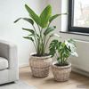 vidaXL Blumentopfkorb mit Speicher 2 Stk. Natürliches Grau Kubu Rattan 42020959 Bild 2