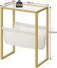 HOOBRO Beistelltisch Schmal, Goldfarbener Nachttisch mit Zeitschriftenschlinge aus Stoff und Glasplatte, Geeignet für Kleine Räume, Goldfarben EGD66BZ01 Bild 3