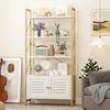 DWVO Bücherregal, Weiß & Gold, 5 Regalböden, Aufbewahrungsschrank mit Türen, modernes Bücherregal für Büro & Zuhause, kompaktes Ausstellungsregal, langlebiges Design Bild 4
