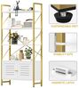 DWVO Bücherregal, Weiß & Gold, 5 Regalböden, Aufbewahrungsschrank mit Türen, modernes Bücherregal für Büro & Zuhause, kompaktes Ausstellungsregal, langlebiges Design Bild 5