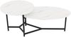 Shally Dogan Couchtisch mit 2 Ablagen Design Luxury Marmor-Effekt, eleganter Couchtisch Premium runde und ovale Platte 2 Ebenen, ideal für Wohnzimmer, Büro (weiß) Bild 2