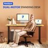 FLEXISPOT Höhenverstellbarer Schreibtisch mit 2 Motoren & 25MM einteiliger Tischplatte,ergonomischer Bürotisch - 120x60 cm Ahorn, schwarzes Gestell Bild 2