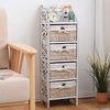 Rebecca Mobili Stufenregal mit 4 Schubladen, Korbregal mit Weidenkörben, Weiß, im Shabby-Stil Vintage, Wohneinrichtung für Schlafzimmer Wohnzimmer Bad – Maße: 98 x 29 x 22 cm (HxLxB) – Art. RE4295 Bild 4