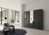 Kleiderschrank Drehtürenschrank Glamour | 5-türig | mit Spiegeltüren & Schubkästen | effektgrau Hochglanz / grau metallic | 226x210 Bild 2