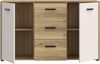 Forte MOKKARO Sideboard 140 145, Kommode mit 3 Schubladen und 2 Schranktüren, Kaschmir/Beige, Mauvella Eiche Dekor/Sand, 141,2 cm breit, 84,9 cm hoch, 42 cm tief Bild 5