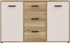 Forte MOKKARO Sideboard 140 145, Kommode mit 3 Schubladen und 2 Schranktüren, Kaschmir/Beige, Mauvella Eiche Dekor/Sand, 141,2 cm breit, 84,9 cm hoch, 42 cm tief Bild 3