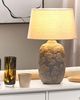 'Ferrey' Tischlampe Grau und Beige Keramik Blumenmuster 46 cm Stoffschirm Kegelform langes Kabel mit Schalter handgefertigt Schlaf- u. Wohnzimmer Bild 2