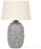 'Ferrey' Tischlampe Grau und Beige Keramik Blumenmuster 46 cm Stoffschirm Kegelform langes Kabel mit Schalter handgefertigt Schlaf- u. Wohnzimmer Bild 4