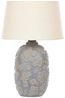 'Ferrey' Tischlampe Grau und Beige Keramik Blumenmuster 46 cm Stoffschirm Kegelform langes Kabel mit Schalter handgefertigt Schlaf- u. Wohnzimmer Bild 1