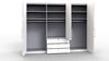 WIEMANN Loft Kleiderschrank, Schlafzimmerschrank, Gleittürenschrank, Drehtürenschrank, mit Schubladen, Glas magnolie, Trüffeleiche, Holz, B/H/T 300 x 216 x 58 cm Bild 4