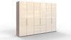 WIEMANN Loft Kleiderschrank, Schlafzimmerschrank, Gleittürenschrank, Drehtürenschrank, mit Schubladen, Glas magnolie, Trüffeleiche, Holz, B/H/T 300 x 216 x 58 cm Bild 2