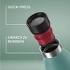 Emsa Bludrop Isolier-Trinkflasche, 1 Liter, 100% dicht, Quick-Press Verschluss, Ergonomischer 360° Trinkgenuss, 20h warm, 40h kühl, einfache Reinigung, Edelstahl, Pulverbeschichtung, Petrol, N31121 Bild 3