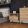 Forte HARLLSON Nachtschrank 60, Mid-Century-Modern Stil, leichte Montage Dank EasyKlix by Forte, 1 Schublade und 1 Ablage, Mauvella Eiche Holzdekor, 59,8 cm breit x 57,7 cm hoch x 41,5 cm tief Bild 2