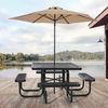 VEVOR Picknicktisch (quadratisch) mit 4 Bänken Sitzgarnitur, wetterfestes Gartenmöbel-Set für Terrasse, beschichtete Stahltische mit Loch für Schirm, Gartengarnitur für Hinterhof Veranda (schwarz) Bild 2