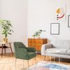 hjh LIVING Moderner Loungesessel THASSOS Polsterstuhl Sessel mit vergoldeten Metallbeinen, bequemer Lesesessel, Stoff Grün Bild 2