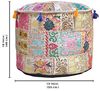 Aakriti Indian Pouf Fußhocker mit Stickerei Pouf, indische Baumwolle, Pouffe osmanischen Pouf Cover mit ethnischem Dekor Kunst - Cover (Beige, 46x33 cms) Bild 3