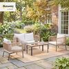 Outsunny Sitzgruppe mit 2er Sofa, 2 Sessel, Lamell-Tisch, Seilflecht, waschbar Sitzkissen, (Balkonmöbel, 4-tlg, Gartenmöbel Set), für Garten Weiß Bild 2