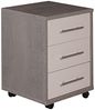 Dmora Bürokommode mit 3 Schubladen auf Rollen, Dokumentenhalter, eleganter Schreibtisch-Nachttisch, cm 43x40h57, Farbe Zement und Weiß Bild 4