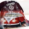 Wohndecke VW Volkswagen Bulli T1 Decke 087-B Rot 130x170 cm Kuscheldecke, BERONAGE, passend zur Bettwäsche, ideal für Sofa, Couch, Bett, Auto Bild 2