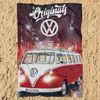 Wohndecke VW Volkswagen Bulli T1 Decke 087-B Rot 130x170 cm Kuscheldecke, BERONAGE, passend zur Bettwäsche, ideal für Sofa, Couch, Bett, Auto Bild 5