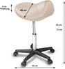 Sattelhocker / Sattelstuhl mit PU Rollen für alle Böden - ergonomisch - stufenlos höhenverstellbar - viele Farben - 360° drehbar - Arbeitshocker - Praxishocker - Kein Werkzeug notwendig Beige Bild 3