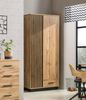 Stauraumschrank Kleiderschrank Lamia 90x52x193cm Eiche Wotan schwarz 2-türig Bild 2