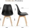 Sweetcrispy Esszimmerstühle Satz von 4 Mid-Century Modern Dinning Stühle, Wohnzimmer Schlafzimmer Outdoor Lounge Stuhl PU Leder Kissen und Holz Beine, Modern Schwarz Bild 2