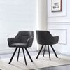 B&D home Esszimmerstühle 2er Set, Polsterstuhl mit Armlehne, Küchenstuhl, Design Stühle Esszimmer, Wohnzimmer, Küche, Metallbeine, Industrial Design, Wildleder Optik Anthrazit Bild 2