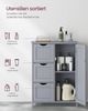 Vasagle Badezimmerschrank, schmaler Badschrank, Beistellschrank, Kommode, mit Schubladen, Schranktür, verstellbare Ablage, x x cm,, Taubengrau, 3 Bild 5