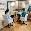 MEUBLE COSY Bürostuhl 3er Ergonomisch Schreibtischstuhl mit höhenverstellbar Armlehnen 360° Drehbar Schminkstuhl Sessel für Büro Wohnzimmer Schlafzimmer Vanity, Bouclé Frottier, Weiß Bild 4