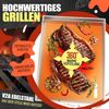 KESSER® Grillplatte Plancha aus Edelstahl 40x30cm rostfrei mit Fettablauf, hitzebeständig bis 800°C & Spülmaschinenfest für Gas & Holzkohlegrill inkl. 2 Spatel, Grillschürze, Grillmatte & Rezeptbuch Weiß, Plancha Bild 3