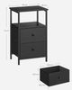 VASAGLE Nachttisch 2er Set, Beistelltisch mit 2 Stoffschubladen, Couchtisch mit Ablagen, 61 cm hoch, für Wohnzimmer, Schlafzimmer, aschschwarz-tintenschwarz-Mattschwarz LGS225B21 Bild 3