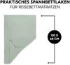 Hauck Baby Spannbettlaken 60x120 cm für Reisebettmatratzen, Baby Matratzenbezug Baumwolle Musselin, 60° C Maschinenwäsche, Babybettlaken mit Gummizug (Sage) Bild 3