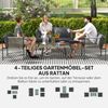 Outsunny Sitzgruppe mit 2er Sofa, Sessel, Glastisch, Kissen, (Gartenmöbel-Set aus Polyrattan, 4-tlg, wetterfest Lounge-Set), für 4 Personen, für Garten, Balkon, Grau Bild 3