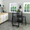 1 x Bartisch + 2 x Barhocker mit 2 Ablagefläche aus Metallgestell und MDF schwarz Bild 2