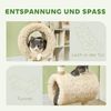 PawHut Kratzbaum 98 cm Katzenbaum im Schaf-Design, mit Kratzpfosten, Tunnel, Spielball, für Katzen bis 5 kg, Hellbraun Bild 4