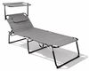 XXL Aluminium Gartenliege Grau gepolstert mit Sonnendach L200xB70cm Bild 2