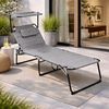 XXL Aluminium Gartenliege Grau gepolstert mit Sonnendach L200xB70cm Bild 3
