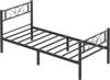 VASAGLE Bett 90 x 200 cm, Gästebett, Einzelbett aus Metall, Bettgestell, Bettrahmen, Metallbett, einfache Montage, tintenschwarz