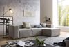 Traumnacht Genua Modular Ecksofa, individuell kombinierbare Wohnlandschaft aus Sitzelement mit Armteil Links, rechts, Sitzelement ohne Armteil und Hocker - strapazierfähiges Möbelgewebe, hellgrau Bild 2