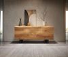 Sideboard New Live-Edge 145 cm Eiche Natur 3 Türen Kufe Metall Schwarz Bild 2