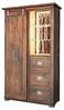 Woodroom Highboard Pali (Mango massiv gewachst dunkelbraun lackiert 100x175x45 cm, 3 Schubladen, 1 Rolltür), Highboard, Wohnzimmerschrank Bild 4