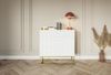 Selsey Kommode Schrank Aufbewahrungsschrank 90 cm Mit 3 Schubladen Weiß Goldene Beine Veldio Bild 4